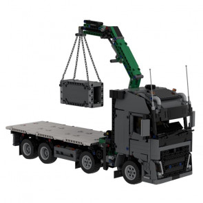 Black Crane Truck Brick Building Set